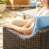 PE Wicker Outdoor Couch Sofa, 4-Seater Modular Patio Furniture Lounge Set with 2 Loveseats