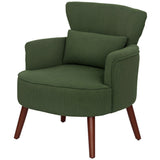 Modern Accent Chair, Upholstered Armchair with Solid Wood Legs and Lumbar Pillow for Living Room