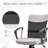 Mid Back Office Chair, Linen Adjustable Office Chair with Lumbar Back Support