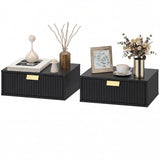 Modern Floating Nightstands Set of 2, Wall Mounted Bedside Tables with Wave Drawer