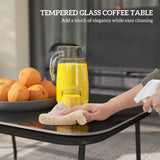 4 Pieces Outdoor Furniture Set with 2 Stackable Chairs, Patio Conversation Set with Glass Coffee Table