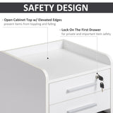 3 Drawer File Cabinet with Lock and Edged Top, Lockable Filing Cabinet on Wheels for Letter and A4 Size