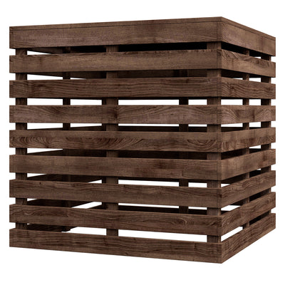2-in-1 Outdoor Umbrella Base Storage Box Wooden Patio Side Table