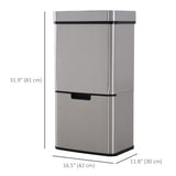 Sensor Trash Can, 19 Gallon Stainless Steel Kitchen Garbage Can with 3 Compartments