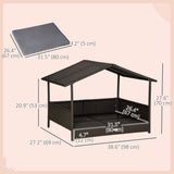 Rattan Dog House with Canopy, Wicker Dog Bed with Water-Resistant Cushion, for Small and Medium Breeds