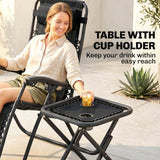 Zero Gravity Chair Set of 2 Patio Chair with Side Table Cupholders and Pillows for Pool
