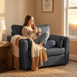 Accent Chair, PU Leather Armchair with Wide Seat, 2 Pillows