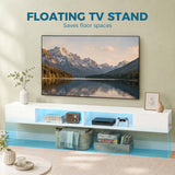 TV Stand with RGB LED Lights, Entertainment Center with Open Shelves for 75 Inch TV