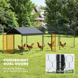 Grand Poulailler Métallique, Enclos à Poules avec Couverture Imperméable et Anti-UV pour 3-5 Volailles