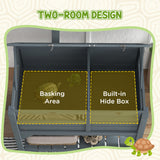 Wooden Tortoise House Habitat with Shelf, Light Support Frame, Tray for Indoor Use, 33
