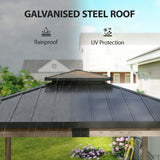 12' x 14' Hardtop Gazebo Canopy with Galvanized Steel Roof, Wood Frame