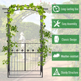 Outdoor Metal Trellis Garden Arch Arbor w/ Lucky Leaf Clover Gate for Ceremony Wedding Party Garden Lawn
