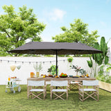 15' Outdoor Patio Umbrella with Twin Canopy Sunshade Steel Table Umbrella with Lift Crank