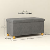 Storage Ottoman Bench, Velvet Upholstered Foldable Ottoman Footrest, Foot Stool with Wood Legs for Living Room