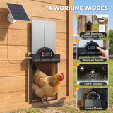 2K HD AI Camera Automatic Chicken Coop Door with APP, WiFi Solar Powered with 5200 mAh Large Battery