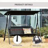 2-Person Porch Swing Chair, 2 Seater Patio Swing Bench w/ Adjustable Canopy
