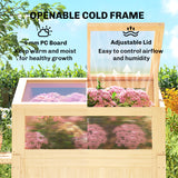 Lit de jardin surélevé avec châssis froid, boîte de plantation surélevée en bois avec table latérale pliante et tablette