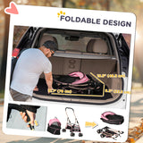 4 Wheels Pet Stroller, 3 in 1 Dog Cat Travel Folding Carrier, for Small Dogs, Storage Bag