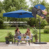 9.7 ft Offset Patio Umbrella with Water/Sand Fillable Weights, Garden Hanging Parasol with Locking Latch