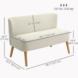 Modern 2 Seater Sofa, Upholstered Two Seater Couch with Rubber Wood Legs