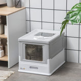 Top Entry Enclosed Kitty Litter Box with Scoop, Tray, Large Space, Foldable