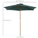 8FT Wood Market Umbrella Patio Umbrella Round Garden Parasol Canopy with Bamboo Ribs and Top Vent