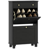 Slim Shoe Storage with 2 Flip Drawers and Adjustable Shelves Shoe Cabinet Organizer for 8 Pair