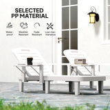 Set of 2 Tanning Chair, 5 Positions Adjustable Outdoor Lounge Chairs with Foldable Side Table