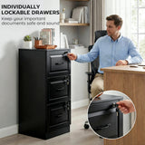3 Drawer File Cabinet with Lock, Vertical Filing Cabinet with Adjustable Hanging Bars for A4 and Letter Size