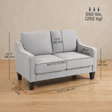 Loveseat Sofa, Linen Upholstered, Thick Padded