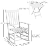 Ensemble de 3 Chaises Berçantes Extérieures, Ensemble de Chaises Berçantes de Patio en Bois avec Table Pliante, Dossier Haut et Accoudoirs