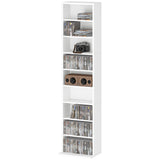 Media Storage Cabinet, 9-Tier Tall Narrow DVD Shelf with 6 Adjustable Shelves