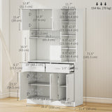 Buffet de cuisine de 71 po avec armoire de rangement, placard avec tiroirs pour salon/salle à manger