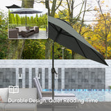 10' x 8' Round Market Umbrella, Patio Umbrella with Crank Handle and Tilt