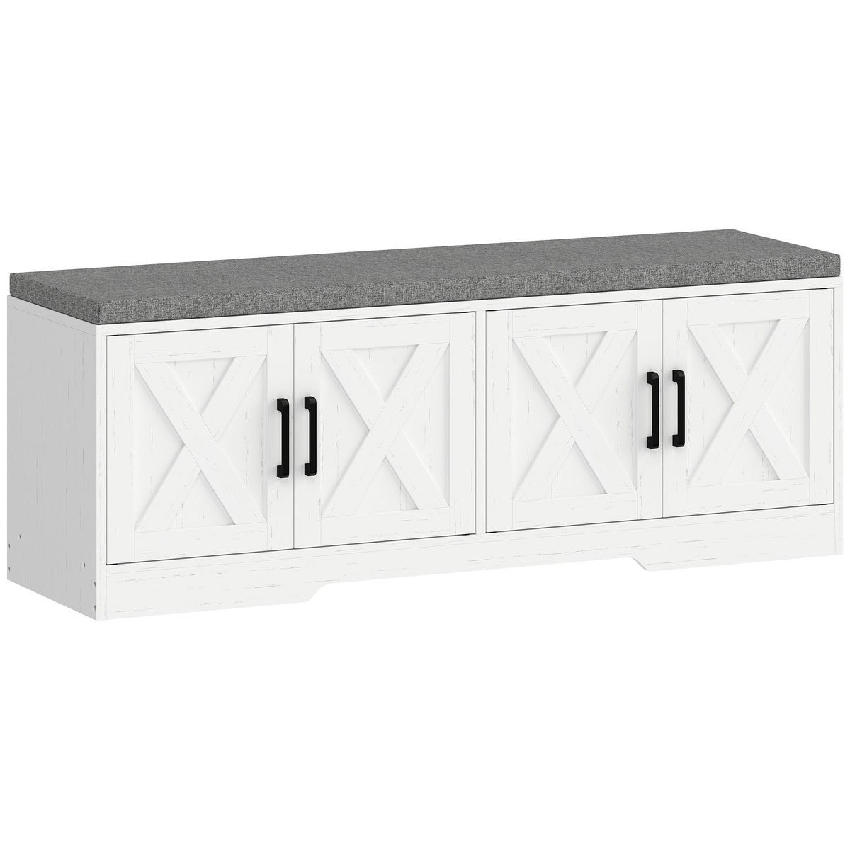 Shoe Bench with Cushion Shoe Storage Bench with Doors Adjustable Shelves for Entryway