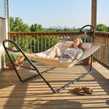 Hammock with Stand, Heavy Duty Camping Hammock with Detachable Pillow and Spreader Bar, 264 lbs Capacity