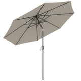10' x 8' Round Market Umbrella, Patio Umbrella with Crank Handle and Tilt