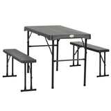 Table de pique-nique pliante avec 2 bancs, ensemble de pique-nique extérieur portable 3 pièces pour 4, cadre en acier pour jardin
