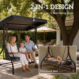 Lit balançoire patio convertible avec auvent et coussins, balançoire de porche 3 places pour extérieur