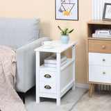 Slim End Table with 2 Drawers and Storage Shelf, Sofa Side Table for Living Room