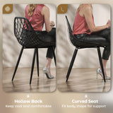 Modern Dining Chairs Set of 4, Plastic Kitchen Chairs with Hollow Backrest and Metal Legs for Living Dining Room