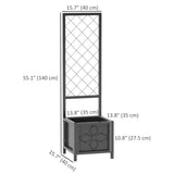 Galvanized Raised Garden Bed with Trellis, Metal Planter Box with Drainage Holes for Climbing Plants