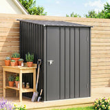3.3' x 3.4' Lean-to Garden Storage Shed, Outdoor Galvanized Steel Tool House with Lockable Door for Patio