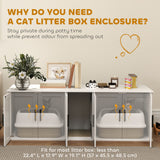 Cat Litter Box Enclosure with Double Room, Scratching Board for 2 Cats, 57