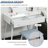 Makeup Vanity Desk with Round Mirror and 2 Drawers