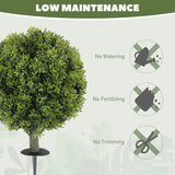 Artificial Boxwood Topiary Trees Set of 2 with Ground Stake