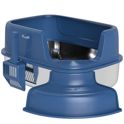 Stainless Steel Cat Litter Box, Cat Litter Box with High Side and Scoop