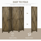 Paravent mural 4 panneaux style fermette avec conception repliable cadre en bois 5,6 pi