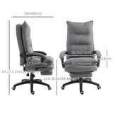 Office Chair 360° Swivel Adjustable Height Linen Style Fabric Recliner with Retractable Footrest and Double Padding