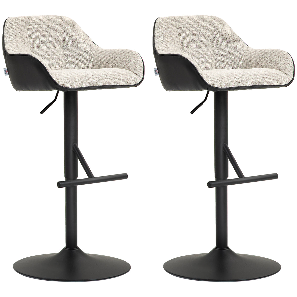 Ensemble de 2 Tabourets de Bar, Tabourets Pivotants de Hauteur Comptoir avec Dossier, Repose-pied, Hauteur Ajustable